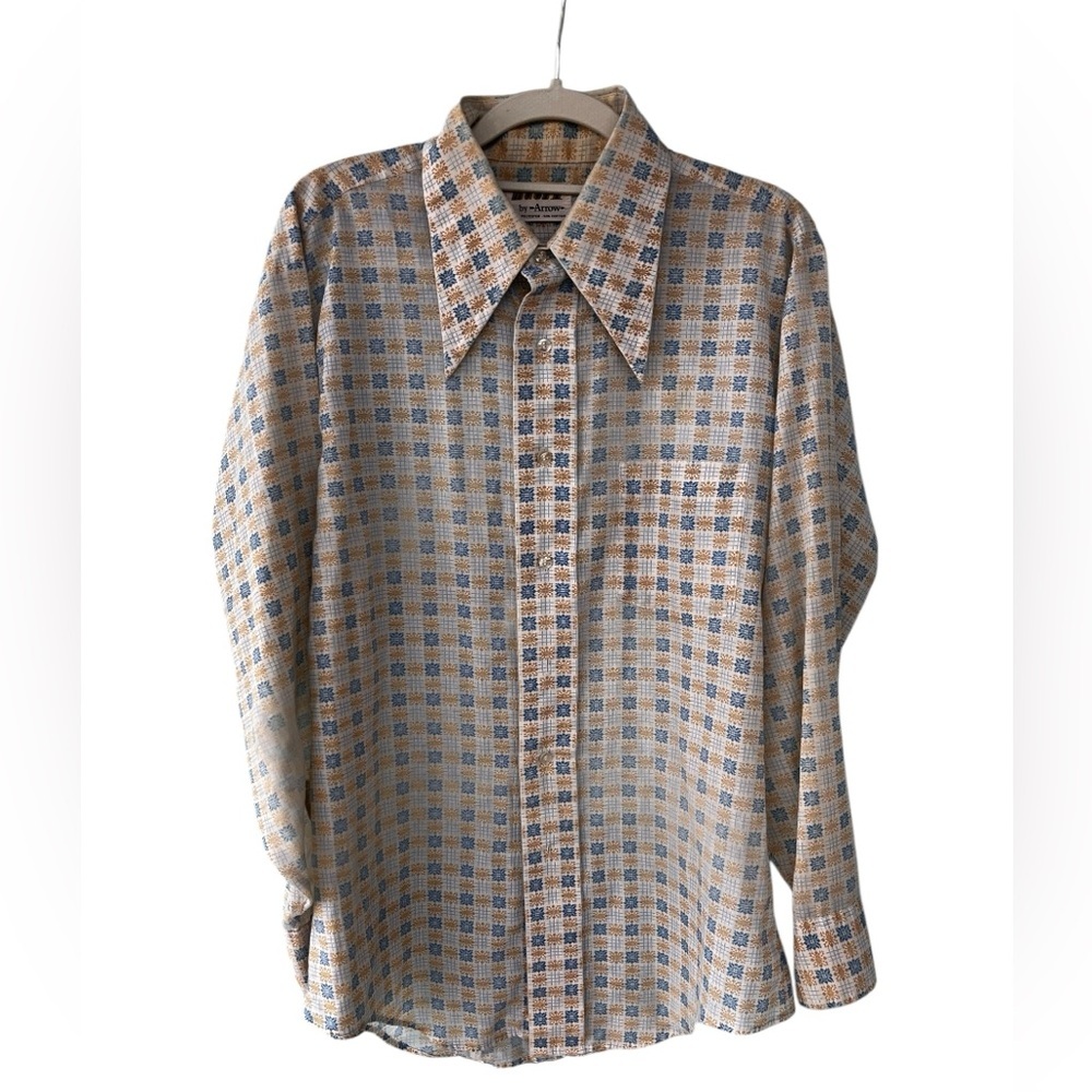 Arrow distressed Arrow all over print button down dagger collar shirt